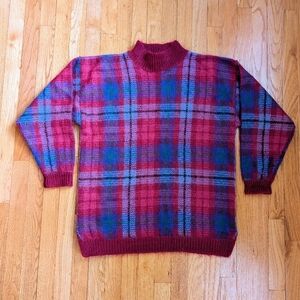 Vintage Lord Isaacs Wool Blend Plaid Mockneck Sweater